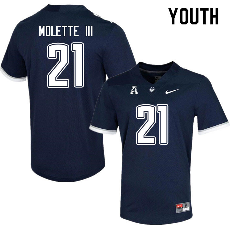 Youth #21 Lee Molette III Uconn Huskies College Football Jerseys Sale-Navy - Click Image to Close